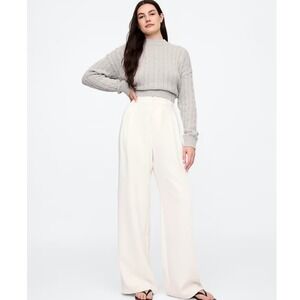 GAP Easy Crepe Trouser High Waisted Cream Wide Leg Pants Size 14 NWT